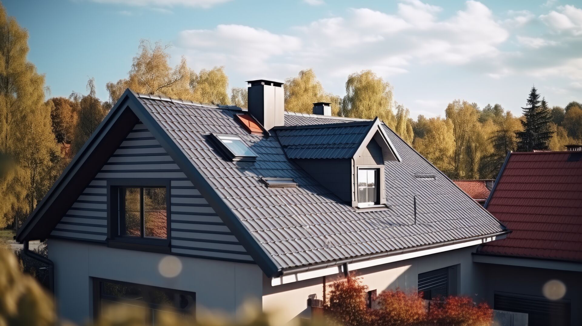Modernes Haus mit einem modernen Dach - Das Dach schützt den Wohnraum vor Witterung & Sonneneinstrahlung!